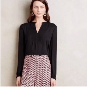 Anthropologie HD In Paris Black Telma Blouse size 12